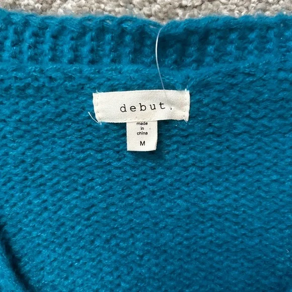 Teal Kids Cardigan with Floral Design - Picture 5 of 5